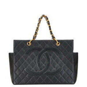 Chanel Matelasse Tote Bag Chain Coco Mark Black Gold